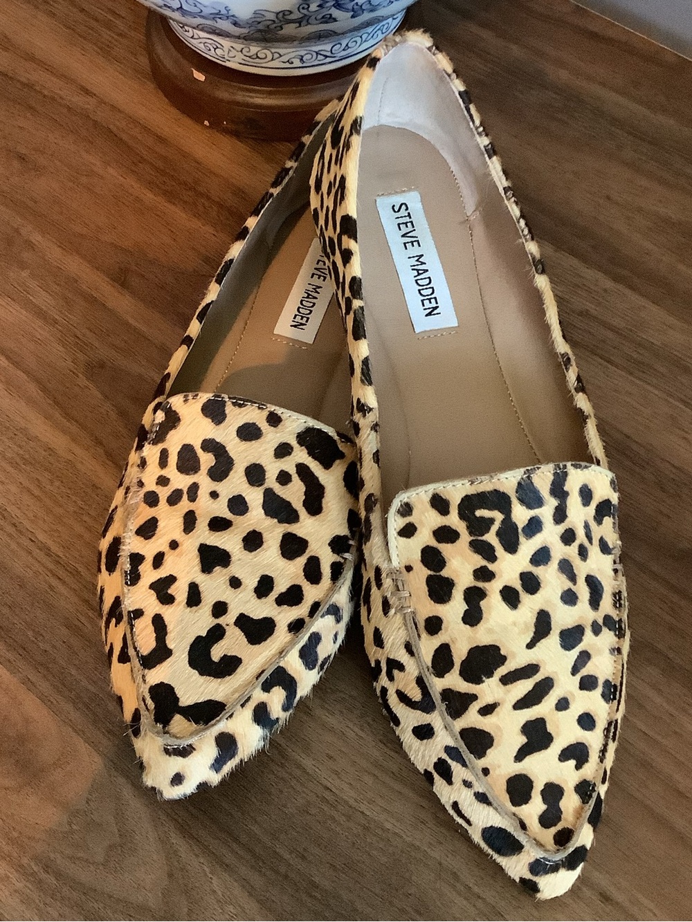 Steve Madden Leopard-Print Pointed Flats - Tan & Black